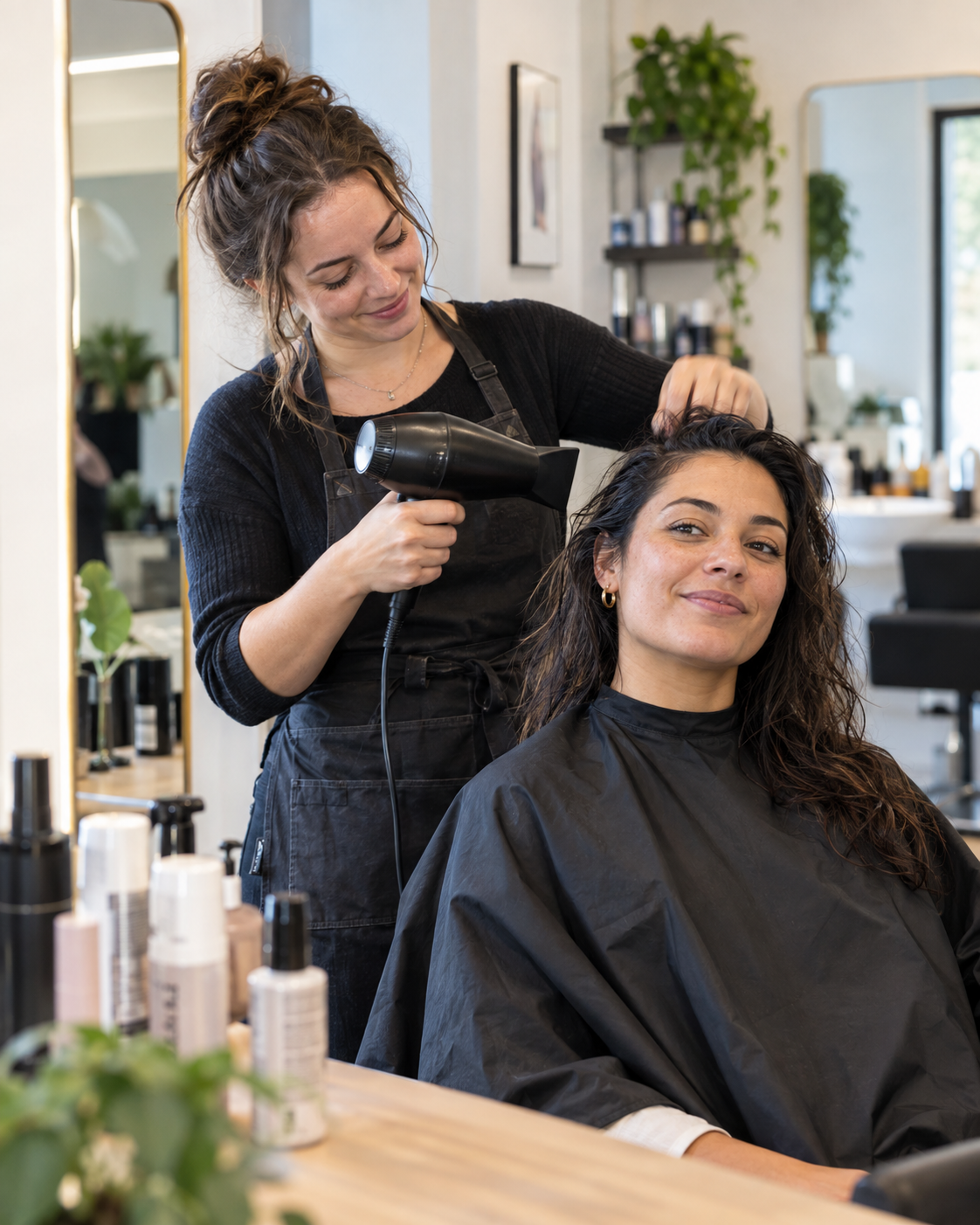 Professionnelle et cliente au salon